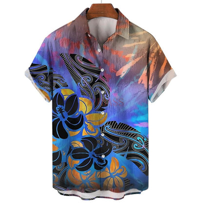 Men's Shirt Summer New Hawaiian Shirt Casual Shirt Beach Shirt Short Sleeve Flower Plant Lapel Hawaiian Holiday Clothing Apparel