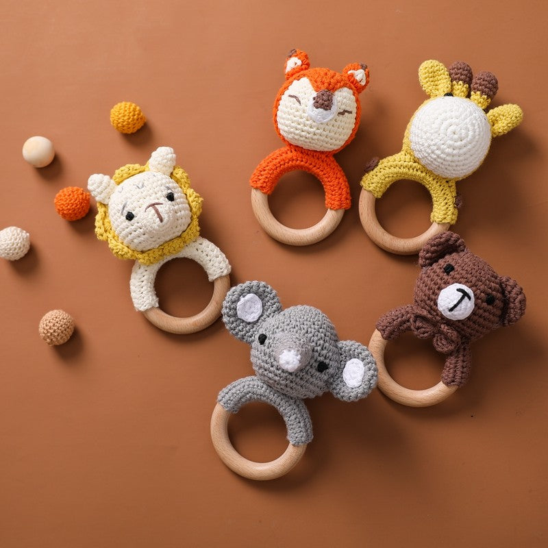 Brinquedos de Crochê para Bebês Chocalho de Animal Desenho Animado Chocalhos Musicais para Bebês Chocalho de Dentista Kawaii Brinquedo de Bebê 0-12 Meses Brinquedos Montessori