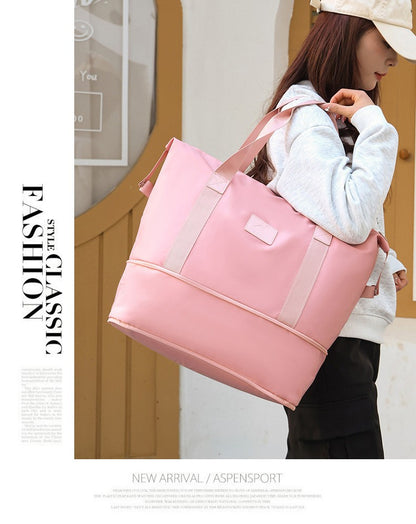2Pc Multifunctional Travel Duffel Women Weekend Tote Bag Expandable Luggage Handbag Trip Carry On Pack Sports Gym Crossbody Bags
