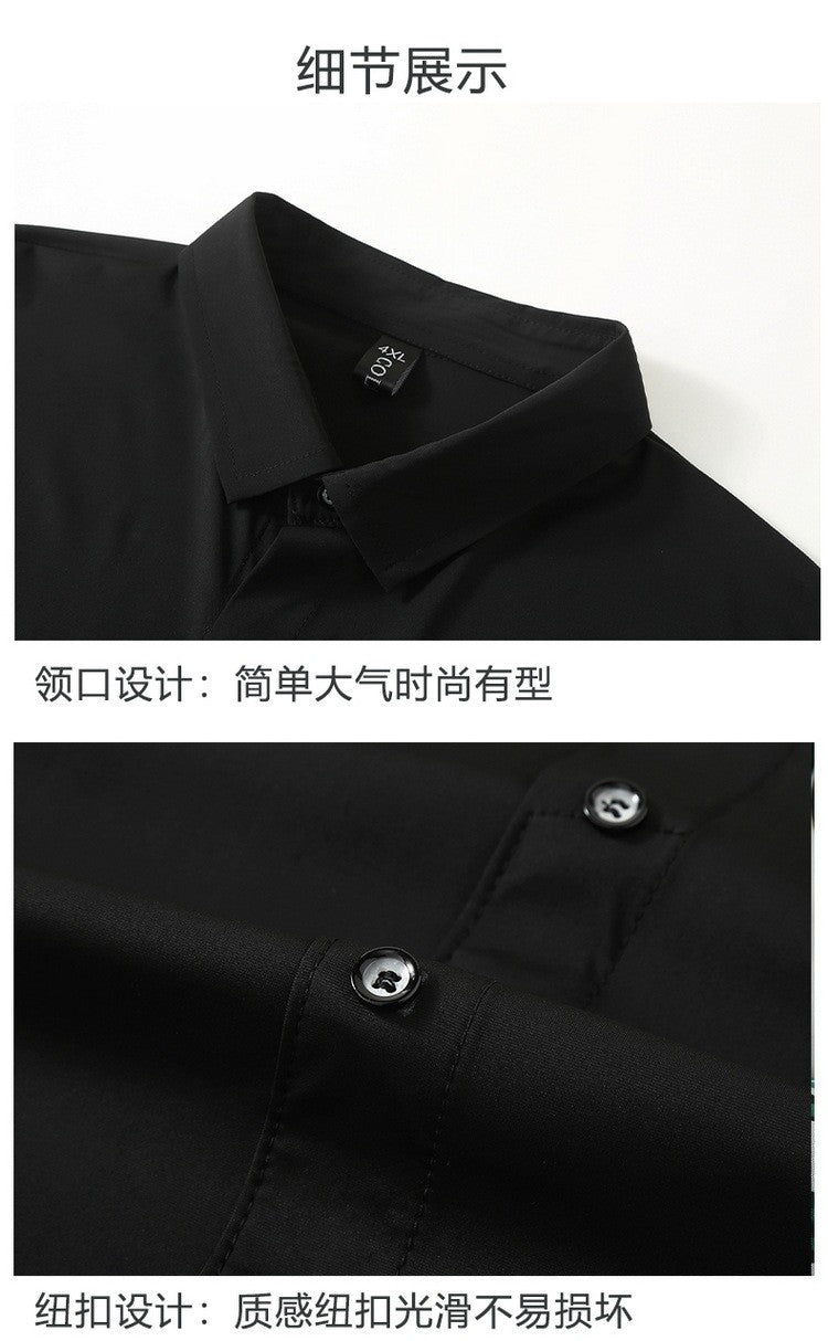 Ice Silk Summer Men's Dress Shirt Turn Down Collar Business Elastic Classic Top Male Plus Size Stretch 6XL 8XL 7XL 9XL 10XL 11XL