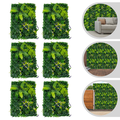 6 Pack Artificial Greenery Wall 60x40cm Faux Plant Panel for Garden Balcony Porch Wedding Party Indoor Outdoor Decoration