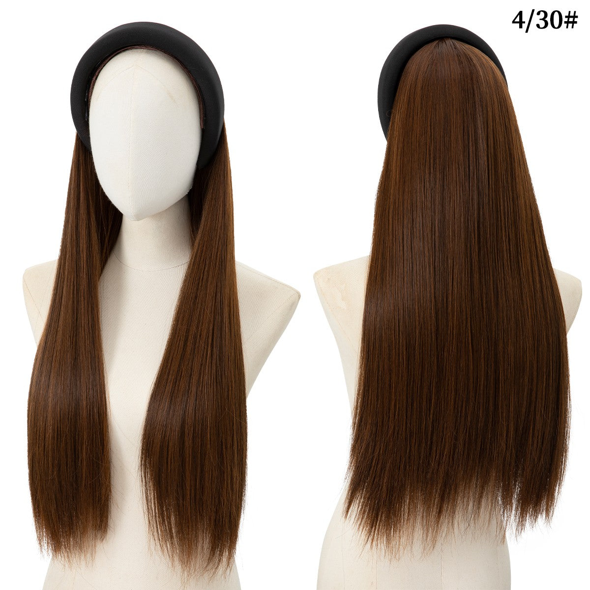 Peruca de Cabelo Sintético Longo Ondulado com Faixa Feminina Ombré Castanho Preto Loiro Cosplay Natural Resistente ao Calor Meia Peruca para Mulheres