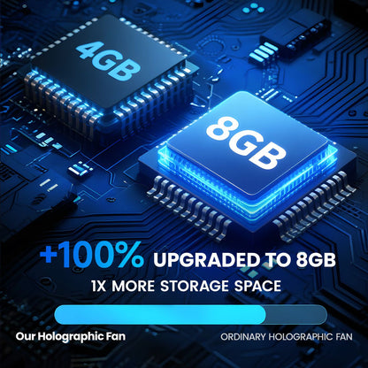 3D Glasses-Free Holographic Fan  LED Light Display Box for Halloween & Christmas Desktop Decor Plays Videos & Images