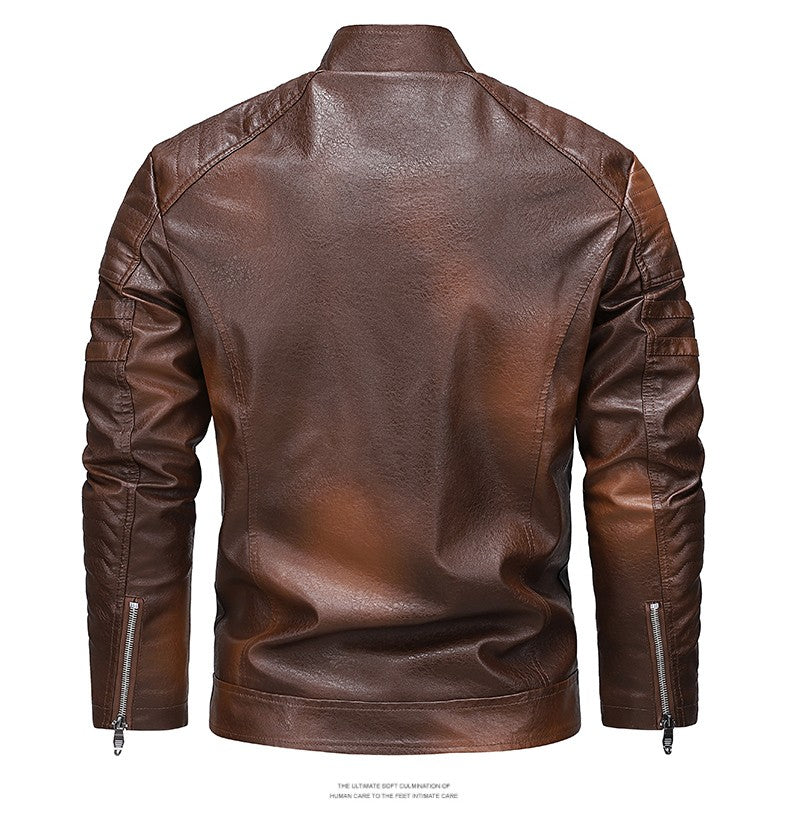 Quality New Male Casual Leather Jackets 7XL Autumn Winter Men Stand Collar Motorcycle Leather Jackets Vintage Leather Coat