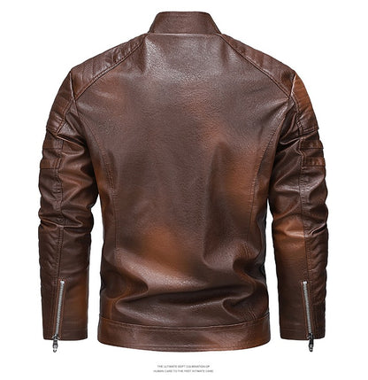 Quality New Male Casual Leather Jackets 7XL Autumn Winter Men Stand Collar Motorcycle Leather Jackets Vintage Leather Coat