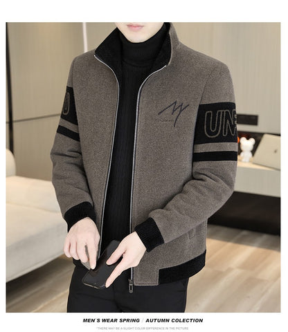 Men'S Thicken High collar Jacket Winter Warm Jackets For Men Fleece Long Sleeve Coat Man Casual Coats Men's woolen overcoat