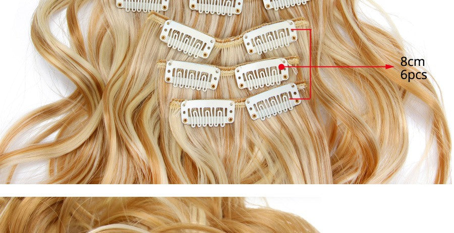 22 Polegadas Sintético Cabelo Liso Longo 16 Clipes 6 Peças/Conjunto Apliques de Cabelo Loiro Preto Resistente ao Calor Para Mulheres