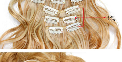 22 Polegadas Sintético Cabelo Liso Longo 16 Clipes 6 Peças/Conjunto Apliques de Cabelo Loiro Preto Resistente ao Calor Para Mulheres