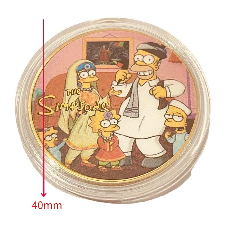 The Simpsons Artesanato de Metal Moedas Comemorativas Anime Periféricos Coleção Moedas Moeda de Ouro Desenho Animado Fofo Moeda da Sorte Brinquedos Infantis Presente