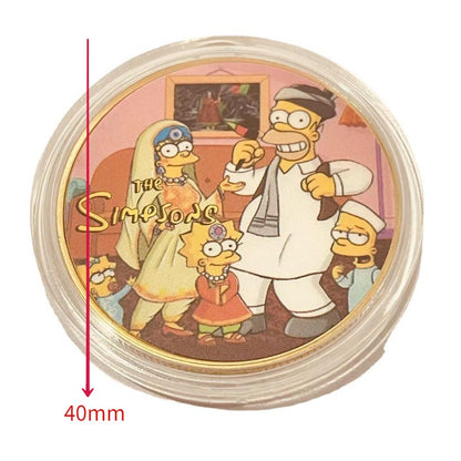 The Simpsons Artesanato de Metal Moedas Comemorativas Anime Periféricos Coleção Moedas Moeda de Ouro Desenho Animado Fofo Moeda da Sorte Brinquedos Infantis Presente