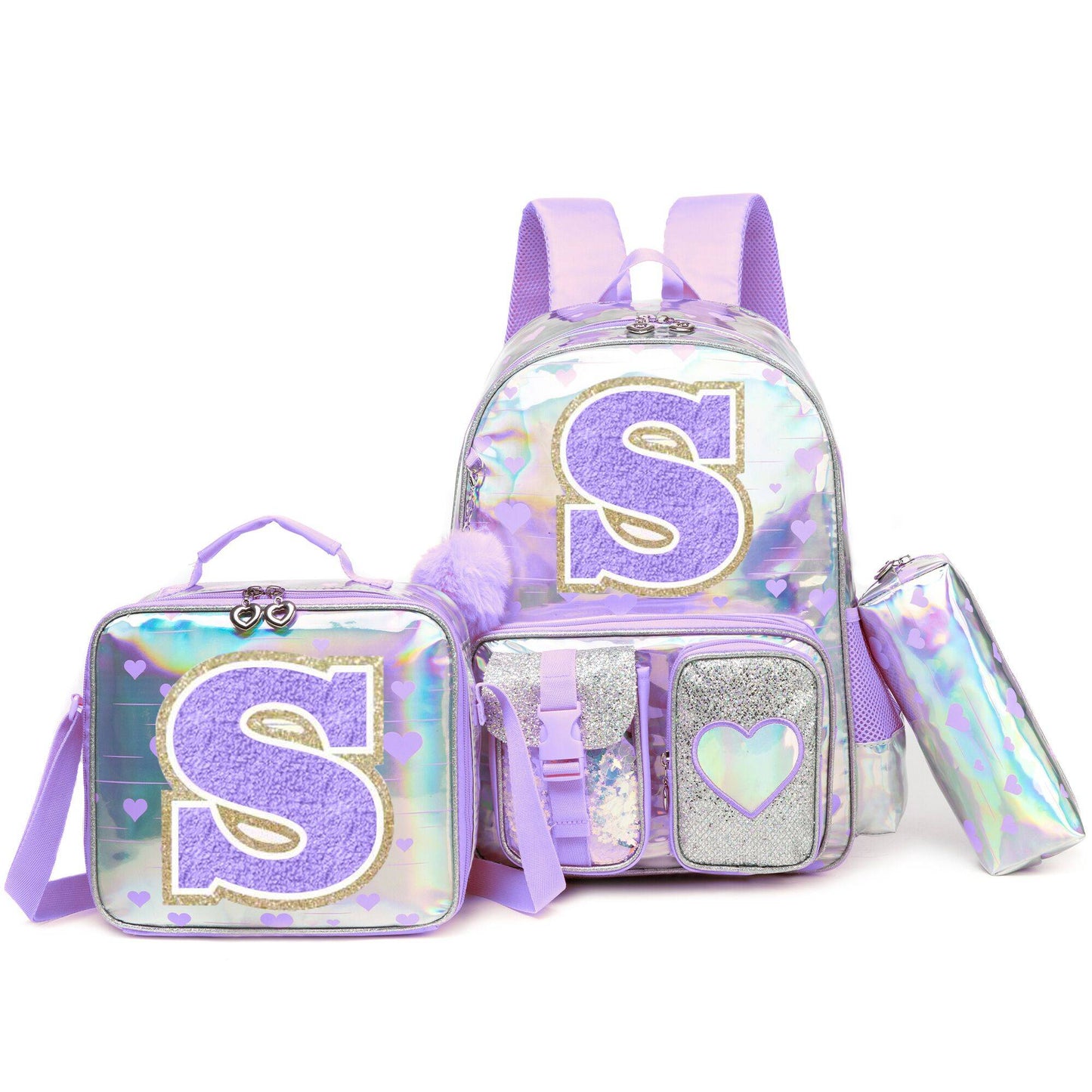 Mochila para meninas com estampa "Love" para a escola primária. De volta às aulas? O tamanho e a fonte das letras são aleatórios?
