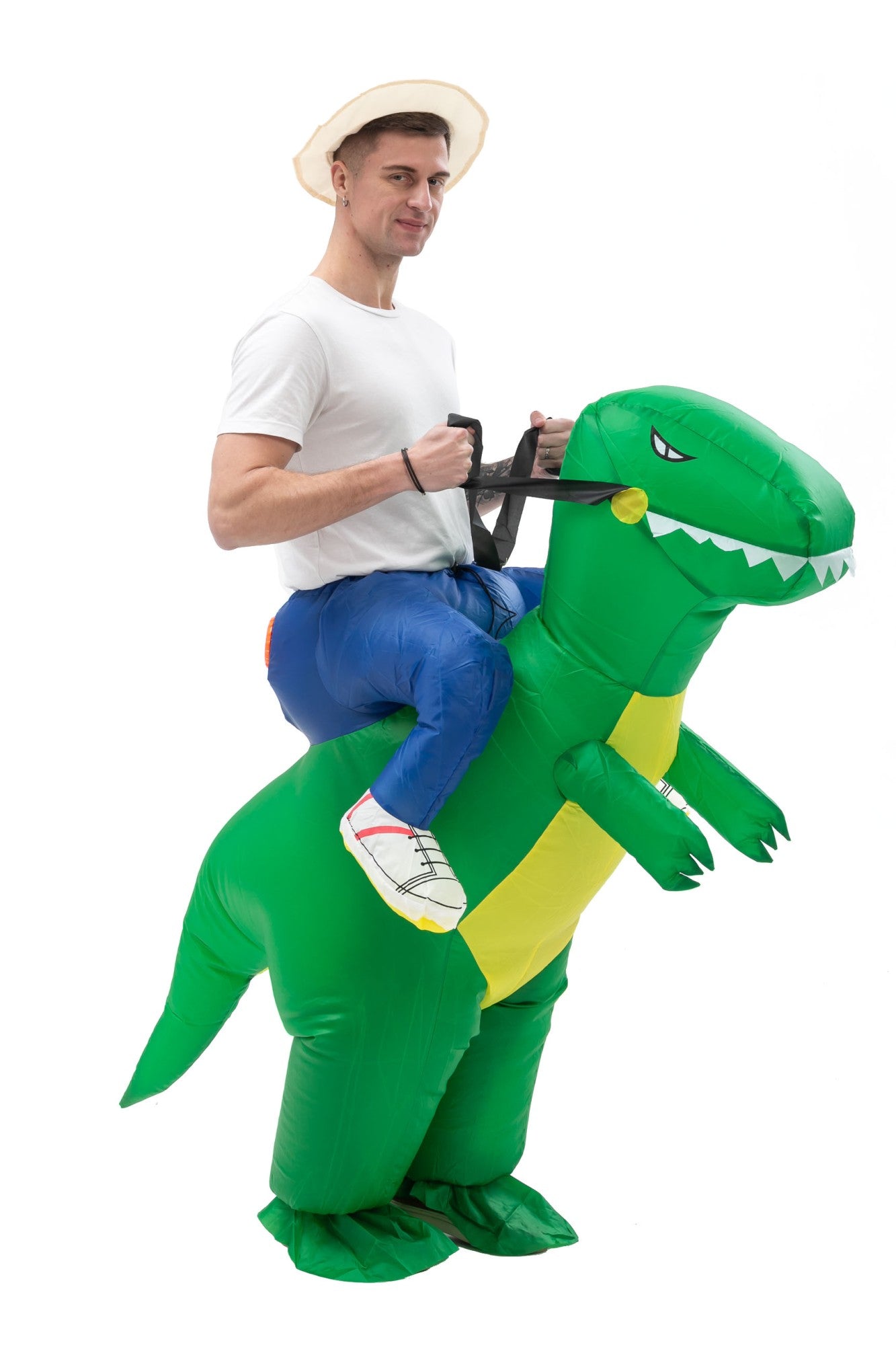 Funny dinosaur inflatable costume set  Riding jumpsuit cosplay outfit  High-impact hilarious costume Halloween attire