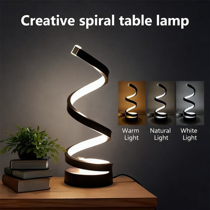 Modern Spiral Table LED Night Light Dimmable Table Lamp Living Room Bedside Lamp RGBW Study Office Bedroom Decoration