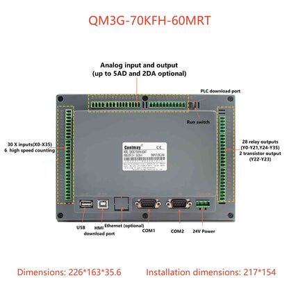 IHM CLP Integrado Tudo-em-Um Coolmay Série QM3G Suporta Personalização Analógica e Ethernet Modelos Disponíveis de 4.3''/5''/7''/10''
