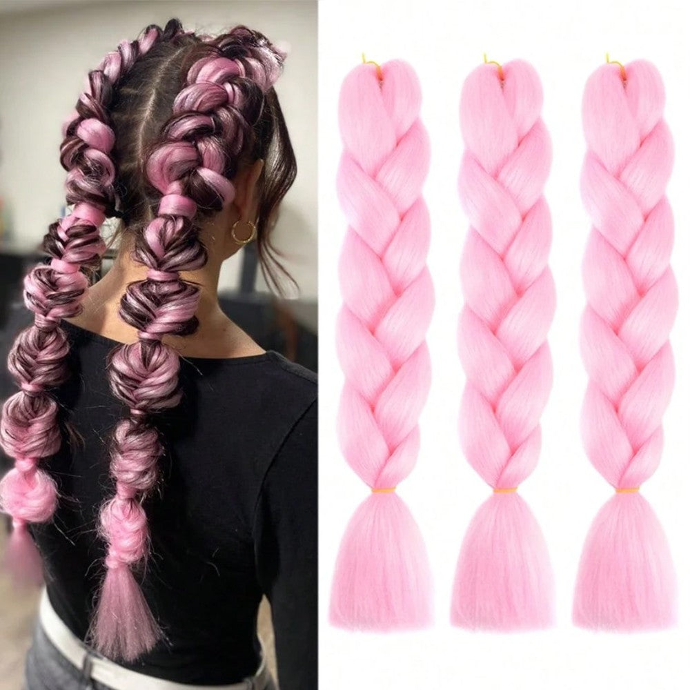 Cabelo de Trança Longo Roxo 24 Polegadas Pré-esticado Sintético para Tranças Extensões de Cabelo Roxo para Halloween Cosplay