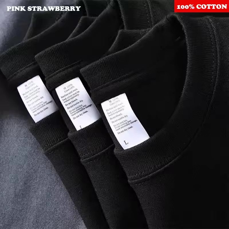 100% Cotton White Long sleeve T-shirt Men Autumn 2025 New Solid color High quality Loose Casual Black Tee Y2k Top Men clothing