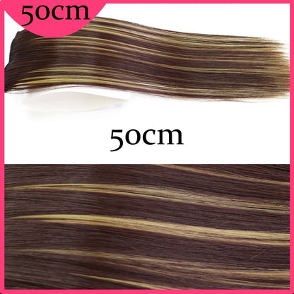 MERISI HAIR Apliques de Cabelo Sintético Liso Invisível com 2 Presilhas, Aumento de Volume, Extensões de Cabelo, Cobertura Lateral Superior