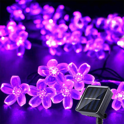 Solar Cherry Garden Blossom Flower Lights Garlands String Lights Solar Outdoor Waterproof Christmas Decoration Lamp