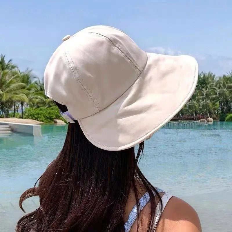 Women Summer Sun Hat Soft Cotton Solid Color Bucket Hats For Girl Lady Outdoor Beach Adjustable Sunshade Fisherman Cap