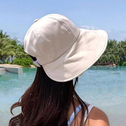 Women Summer Sun Hat Soft Cotton Solid Color Bucket Hats For Girl Lady Outdoor Beach Adjustable Sunshade Fisherman Cap