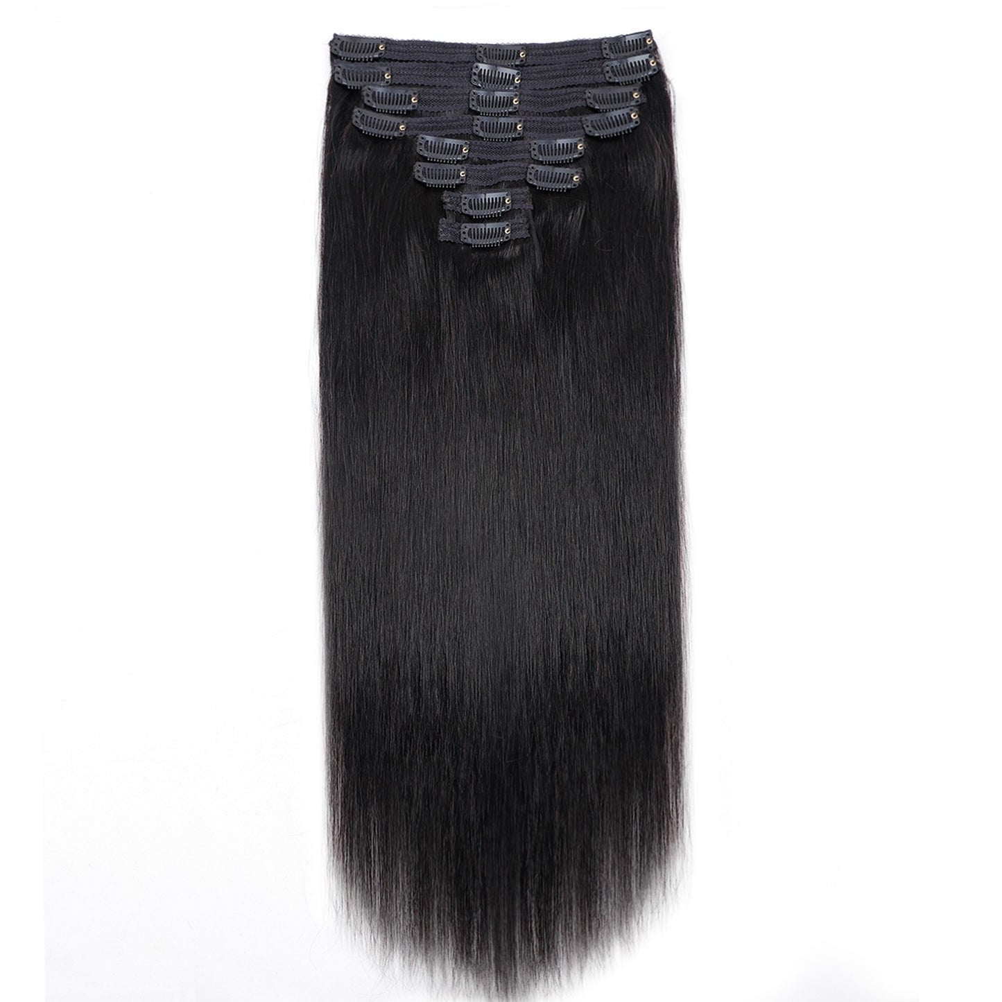 Apliques de Cabelo Liso Humano para Cabeça Inteira 8 Peças 100% Cabelo Humano para um Visual Natural 28 30 32 Polegadas