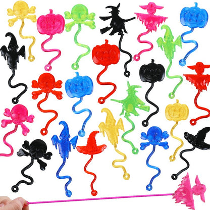 12/30PCS Halloween Stretchy Sticky Toy Kids Treat Or Trick Gift Pumpkin Ghost Witch Fun Toys Birthday Party Favors Goodie Filler