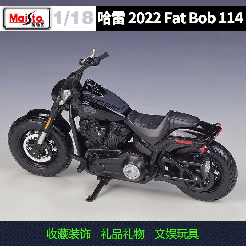 Maisto 1:18 Harley-davidson 2022 Fat Bob 114 Mock-up Alloy Motorcycle Model With Base Finished Toys Gift Collection Accessories