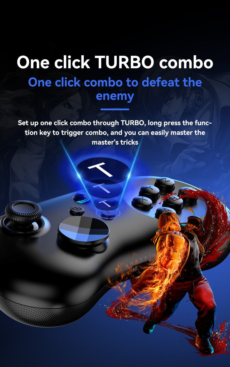 Y04 Game Controller 6-key Fighting Game Controller with Adjustable Height Hall Joystick Supporting PC/IOS/Switch/Android