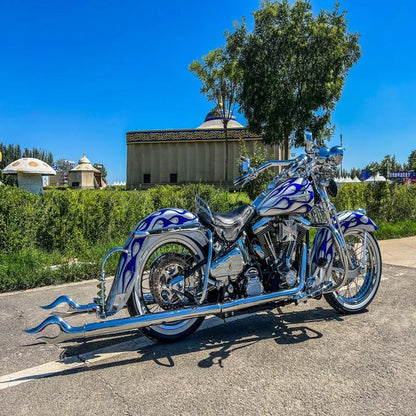 Motorcycle Flame Dual Exhaust System Muffler Exhaust Pipe For Harley Softail Classic Heritage Fat Boy Silm Deluxe 1997-2017