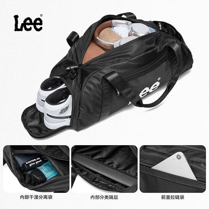 LEE Dry Pocket Sports Fitness Gym Bag for Women Men Large Capacity Waterproof Oxford Duffel Luggage Travel Bag Shoe Compartment
