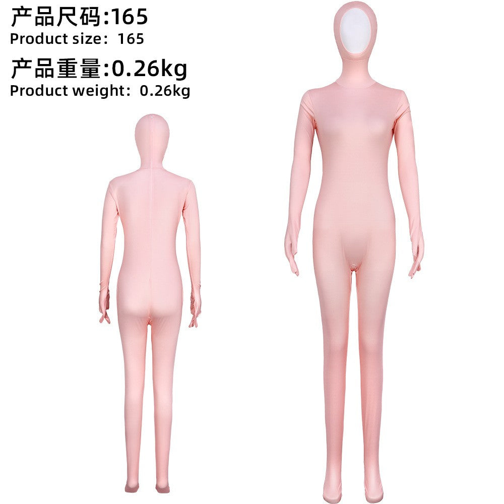 Open Split Orange Full Wrap Bodysuit Spandex Stretch Jumpsuit Adult Variety Show Halloween Cos and Body-fit Role Play Apparel