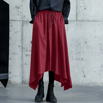 INCERUN Men Irregular Pants Solid Color Drawstring Loose Casual Wide Leg Trousers Men Streetwear 2025 Fashion Male Skirts Pants