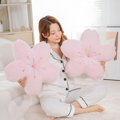 Cherry Blossom Throw Pillow Kawaii Sakura Flower Plush Pillow Bedroom Living Room Decor Bay Window Floor Seat Cushion Tatami