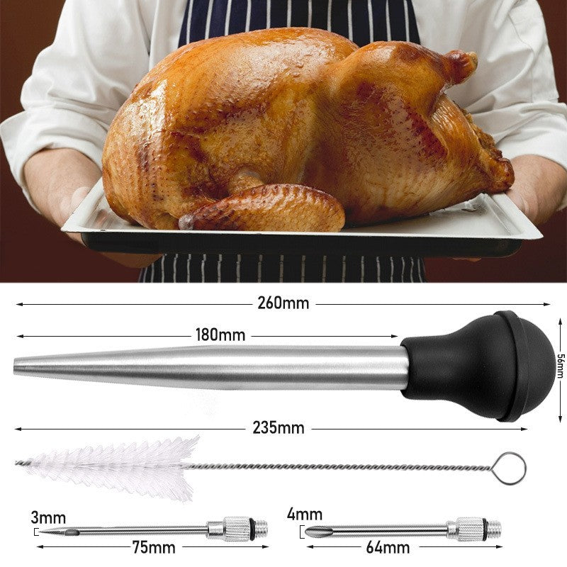 Flavor Needle BBQ Meat Syringe Marinade Turkey Baster Needle Set Kitchen Cooking Pork Steak Meat Sauces Barbecue Seasoning Tool