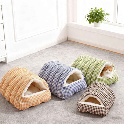 Casa de Inverno Quente e Fechada para Cães, Semiaberta, Tapete para Animais de Estimação Removível e Lavável, Sensação de Cama para Animais de Estimação para Cães e Gatos
