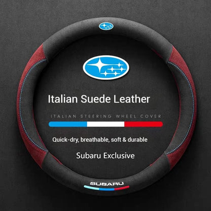 Car faux Suede leather Anti-slip Leather Steering Wheel Cover For Subaru Brz Wrx Xv Ascent Forester Outback Impreza Legacy