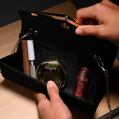 Luxury Envelope Evening clutch Bag New Bright Grain Wrinkle Textured Long Hardware shoulder bag Wedding Handbag for wedding bag