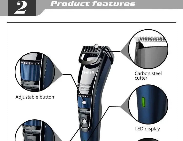 Kemei KM-632 Men Electric Shaver Professional Beard Trimmer For Men Hair Trimmer Grooming Electric Shaver Head Cutter Machine