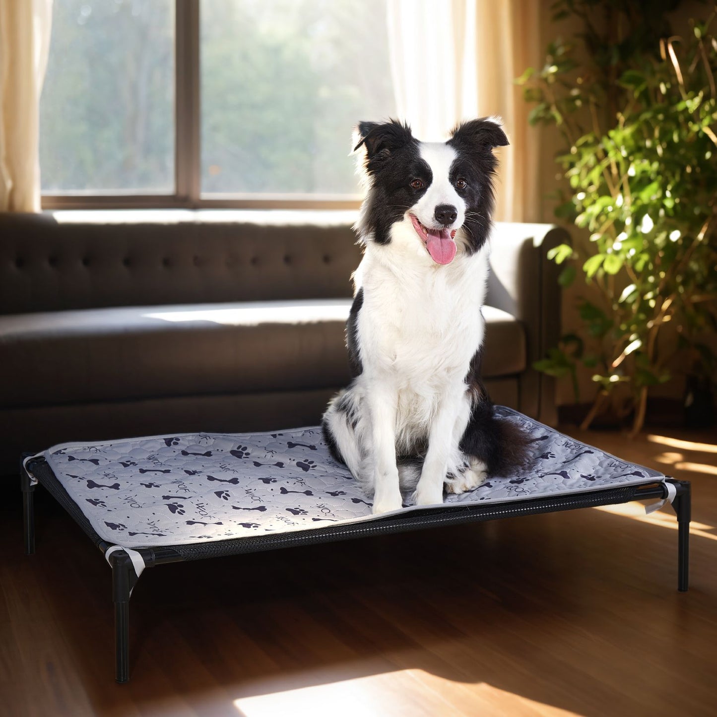 Cama Elevada para Cães Filhotes com Estrutura Metálica Montável, Cama Portátil para Cães, Fácil de Limpar, Malha Respirável, Cama para Cães e Gatos, Uso Interno e Externo