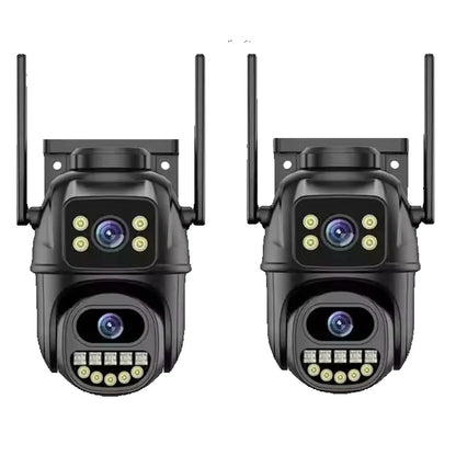 Câmera de vigilância WiFi 4K 8MP, detecção humana por IA, lente dupla, zoom digital 4X, câmeras IP PTZ de segurança externa