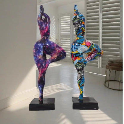 Europe Resin Decoration Home Wine Cabinet Ornaments Action Figures Statue Graffiti Yoga Weight Loss Woman Living Room Decor New