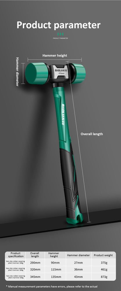 Martelo de Instalação de Cabeça Dupla Multifuncional 27/36/43mm Martelo de Borracha Antiderrapante Antivibração Ferramenta Profissional