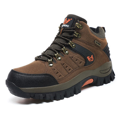 Botas Masculinas Clássicas Modernas para Tornozelo Botas de Caminhada Resistentes ao Desgaste em Camurça de Vaca Tênis de Caminhada Confortáveis Masculinos Sapatos Táticos