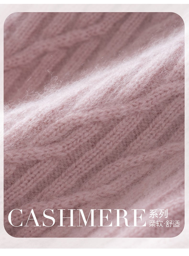 Autumn Winter 100% Cashmere Hat Double Layer Thickened Reversible Cold-Proof Unisex Knitted Wool Hat Versatile Ear Protection