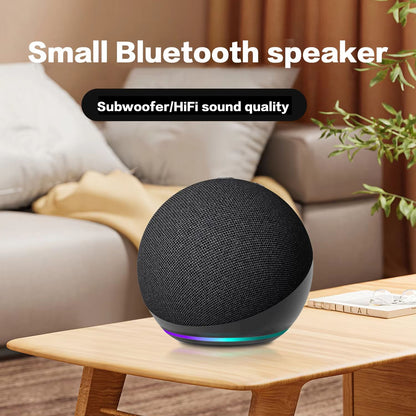 Alaxe Mini Alto-falante Bluetooth Echo Dot 5ª Geração Exterior Sem Fio Bluetooth Mini Alto-falante RGB Subwoofer Esférico para Casa