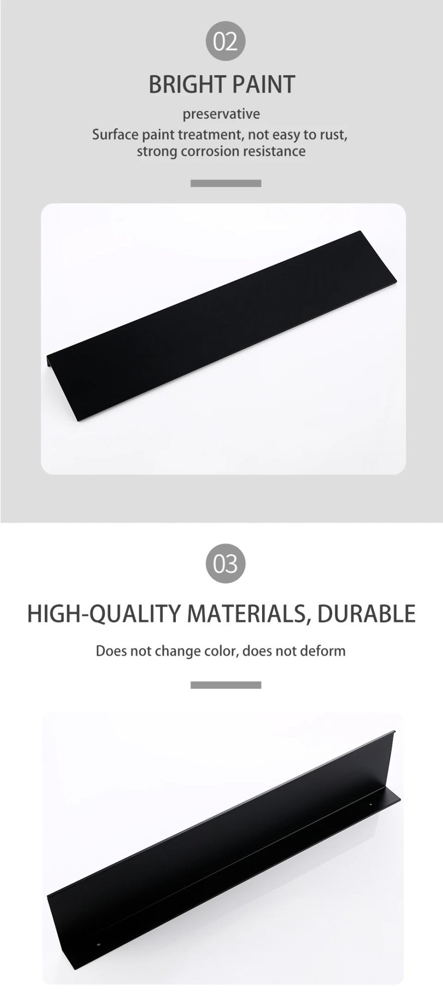 Prateleira de Parede Preta Fosca Prateleiras de Banheiro Acessórios de Banheiro 30-50cm Suporte de Armazenamento Moderno para Cozinha e Chuveiro Venda por Atacado