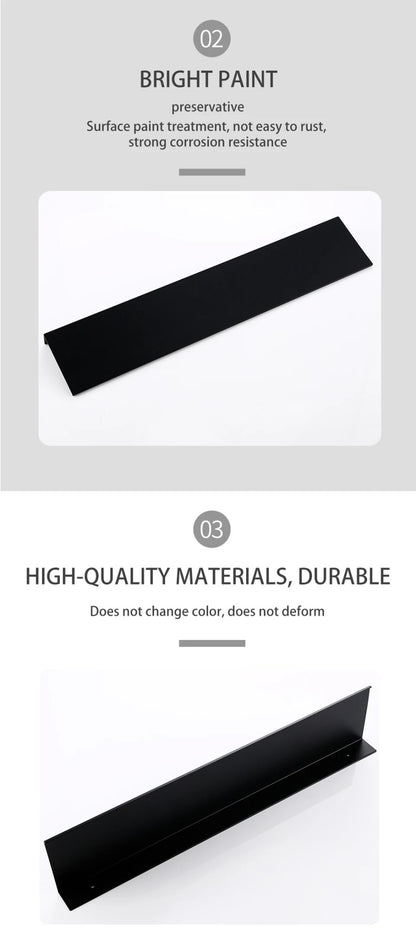 Prateleira de Parede Preta Fosca Prateleiras de Banheiro Acessórios de Banheiro 30-50cm Suporte de Armazenamento Moderno para Cozinha e Chuveiro Venda por Atacado