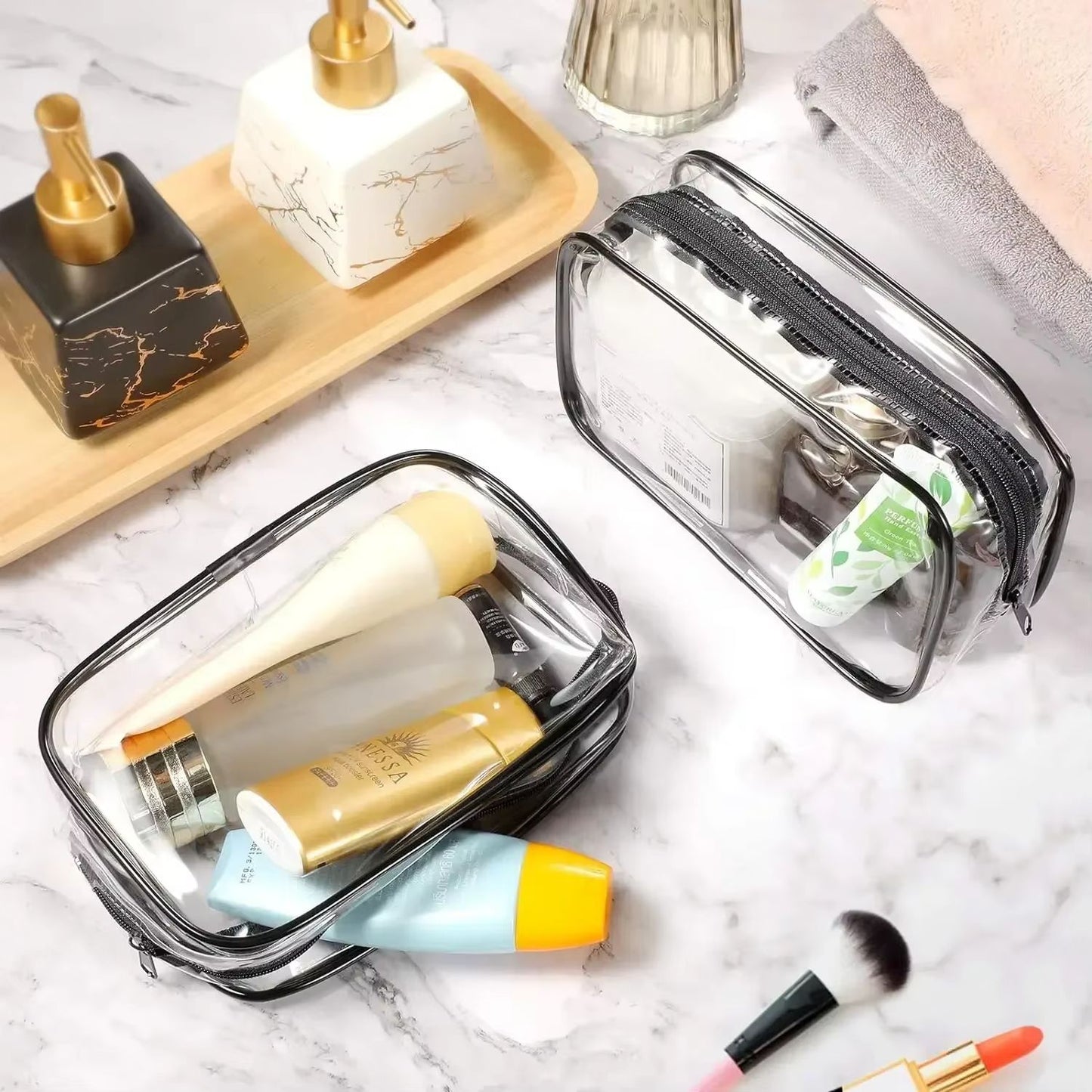 1/3pc Travel Organizer Bath Toiletry Wash Storage Bag Multifunction Large Capacity Waterproof Transparent With Zipper Women Gift
