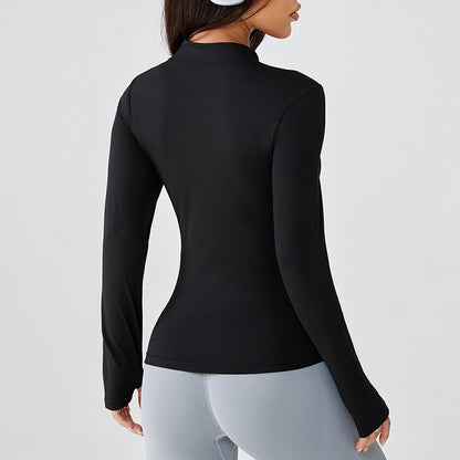 Stand-up collar sports jacket for women slimming and shaping sun protection professional running training fitness cardigan