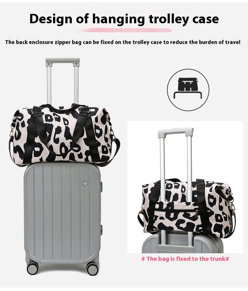 Large Capacity Travel Bag Wet Dry Shoulder Luggage Handbag Leisure Sports Fitness Bag Leopard Print Beach Bags Women's Backpack